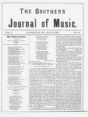 The Southern Journal of Music, Vol. 1, no. 10, July 4, 1868 The Southern Journal of Music, Vol. 1, no. 10, July 4, 1868