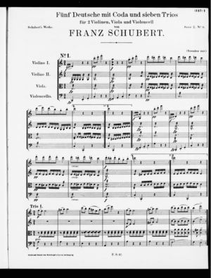 Fünf Deutsche mit Coda und sieben Trios, D. 90 Fünf Deutsche mit Coda und sieben Trios, D. 90