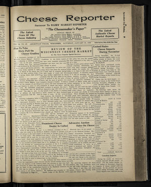 Cheese Reporter, Vol. 54, no. 20, Saturday, January 25, 1930 Cheese Reporter, Vol. 54, no. 20, Saturday, January 25, 1930