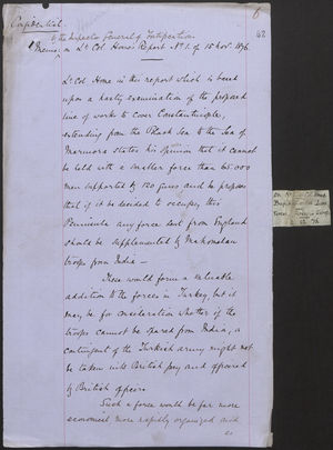 Confidential Memo to the Inspector General of Fortification on Lt. Col. Horne's Report No. 1 of 15 Nov. 1876 Confidential Memo to the Inspector General of Fortification on Lt. Col. Horne's Report No. 1 of 15 Nov. 1876