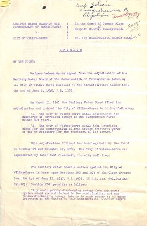 Sanitary Water Board of the Commonwealth of Pennsylvania v. City of Wilkes-Barre. Opinion by the Court Sanitary Water Board of the Commonwealth of Pennsylvania v. City of Wilkes-Barre. Opinion by the Court