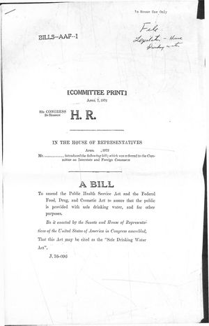92d Congress 2d Session A Bill To Amend the Public Health Service Act and the Federal Food, Drug, and Cosmetic Act to Assure that the Public is Provided with Safe Drinking Water, and for Other Purposes 92d Congress 2d Session A Bill To Amend the Public Health Service Act and the Federal Food, Drug, and Cosmetic Act to Assure that the Public is Provided with Safe Drinking Water, and for Other Purposes