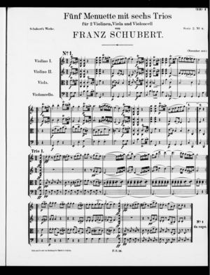 Fünf Menuette mit sechs Trios, D. 89 Fünf Menuette mit sechs Trios, D. 89