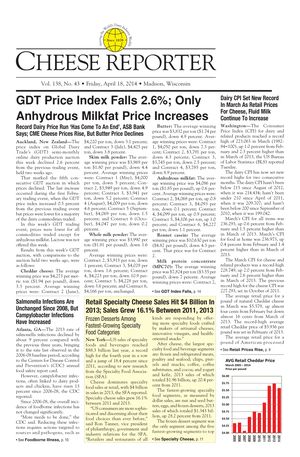 Cheese Reporter, Vol. 138, No. 43, Friday, April 18, 2014 Cheese Reporter, Vol. 138, No. 43, Friday, April 18, 2014
