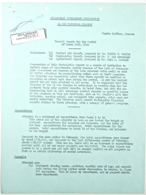 Ecuadoran Development Corporation - El Oro Technical Mission - General Report for the Period of March 1-15, 1943 Ecuadoran Development Corporation - El Oro Technical Mission - General Report for the Period of March 1-15, 1943