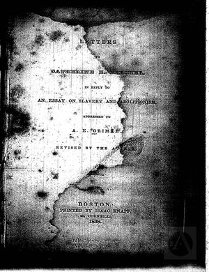 Example Of Thesis Statement For Argumentative Essay Letters To Catherine E Beecher In Reply To An Essay On Slavery And Abolitionism Essay On Global Warming In English also The Thesis Statement In A Research Essay Should Letters To Catherine E Beecher In Reply To An Essay On Slavery And How To Write A Proposal Essay Paper
