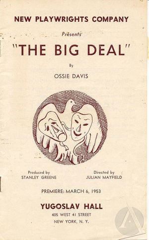 Playbill for <i>The Big Deal</i> by Ossie Davis Playbill for <i>The Big Deal</i> by Ossie Davis