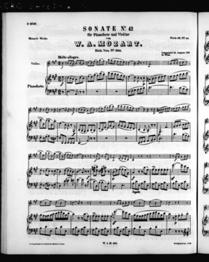 Sonate No. 42 für Pianoforte und Violine, K. 526, A Major Sonate No. 42 für Pianoforte und Violine, K. 526, A Major