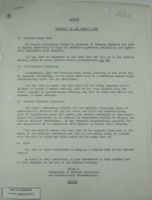 Unsigned memo, re: Subjects on the Shah's mind, January 3, 1966 Unsigned memo, re: Subjects on the Shah's mind, January 3, 1966