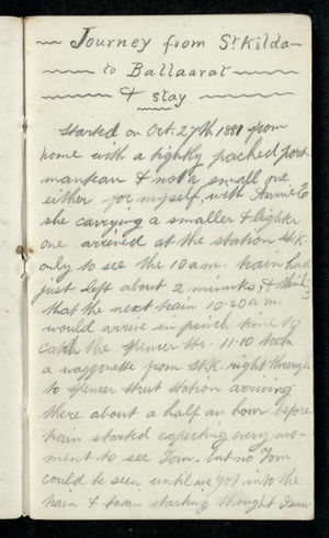 'Journey From St. Kilda to Ballaarat & Stay', 1881 'Journey From St. Kilda to Ballaarat & Stay', 1881