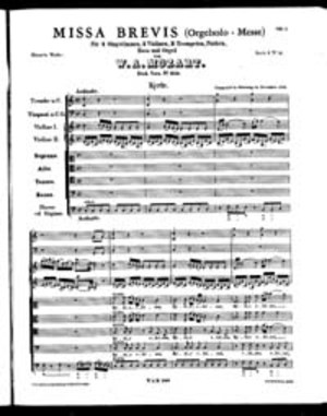 Missa Brevis, K. 259, C Major Missa Brevis, K. 259, C Major