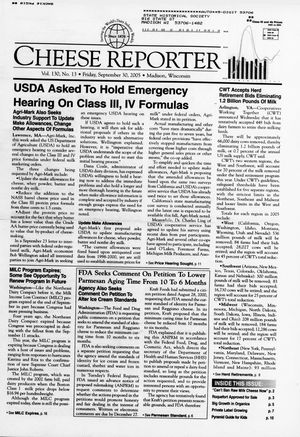 Cheese Reporter, Vol. 130, No. 13, Friday, September 30, 2005 Cheese Reporter, Vol. 130, No. 13, Friday, September 30, 2005
