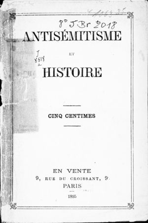 Antisémitisme et Histoire Antisémitisme et Histoire