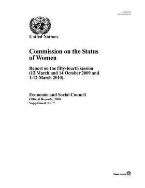 Report on the 54th Session, New York, 1-12 March 2010 Report on the 54th Session, New York, 1-12 March 2010