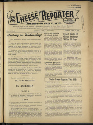 Cheese Reporter, Vol. 65, no. 34, Saturday, April 25, 1941 Cheese Reporter, Vol. 65, no. 34, Saturday, April 25, 1941