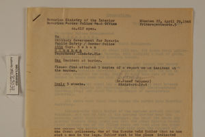 Memo from Dr. Josef Heppner re: Border Violation by Czech Rural Policemen, April 29, 1946 Memo from Dr. Josef Heppner re: Border Violation by Czech Rural Policemen, April 29, 1946