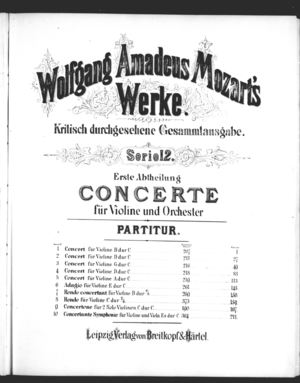 Erstes Concert für die Violine, K. 207, B Flat Major Erstes Concert für die Violine, K. 207, B Flat Major