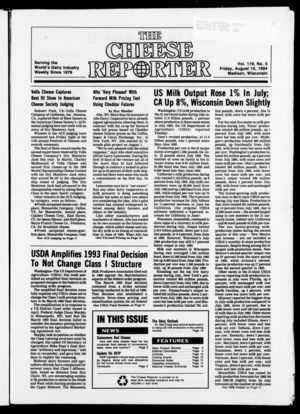 Cheese Reporter, Vol. 119, no. 5, August 19, 1994 Cheese Reporter, Vol. 119, no. 5, August 19, 1994