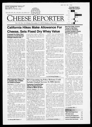 Cheese Reporter, Vol. 132, No. 21, Friday, November 23, 2007 Cheese Reporter, Vol. 132, No. 21, Friday, November 23, 2007
