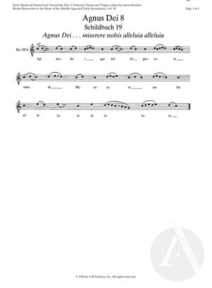 Agnus Dei 8. Schildbach 19 - Agnus Dei...miserere nobis alleluia alleluia Agnus Dei 8. Schildbach 19 - Agnus Dei...miserere nobis alleluia alleluia
