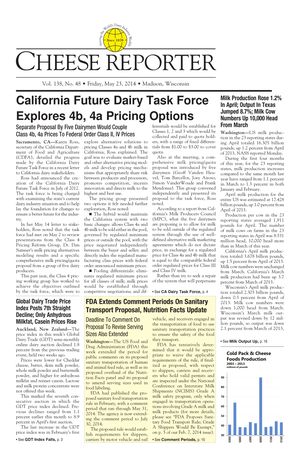 Cheese Reporter, Vol. 138, No. 48, Friday, May 23, 2014 Cheese Reporter, Vol. 138, No. 48, Friday, May 23, 2014