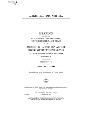 Agricultural Trade with Cuba Agricultural Trade with Cuba