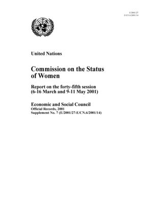 Report on the 45th Session, New York, 6-16 March and 9-11 May 2001 Report on the 45th Session, New York, 6-16 March and 9-11 May 2001