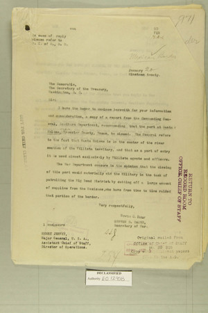 Combined Correspondence Discussing Closure of Border Port of Entry at Santa Helena, TX, Jan. 20 - April 22, 1920 Combined Correspondence Discussing Closure of Border Port of Entry at Santa Helena, TX, Jan. 20 - April 22, 1920