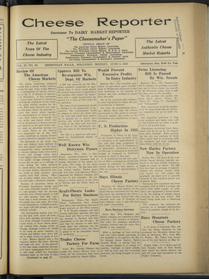 Cheese Reporter, Vol. 57, no. 39, June 5, 1933 Cheese Reporter, Vol. 57, no. 39, June 5, 1933