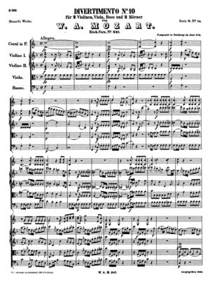 Divertimento No 10 in F Major, K247 (Full Score)