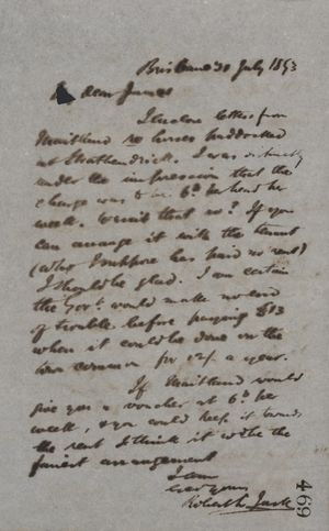 Letter from Robert Logan Jack to James Love, July 30, 1893 Letter from Robert Logan Jack to James Love, July 30, 1893