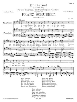 Erntelied von L.H. Chr. Hölty, D. 434, E Major Erntelied von L.H. Chr. Hölty, D. 434, E Major