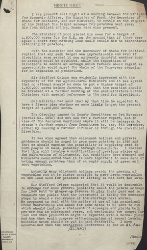 Minute Sheet Notes - Typed and Handwritten - 1947 Minute Sheet Notes - Typed and Handwritten - 1947