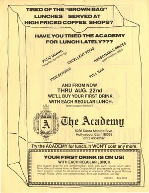 The Academy Lunch Menu and Drink Coupon The Academy Lunch Menu and Drink Coupon