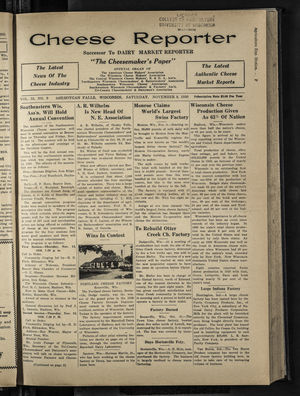 Cheese Reporter, Vol. 55, no. 9, November 8, 1930 Cheese Reporter, Vol. 55, no. 9, November 8, 1930