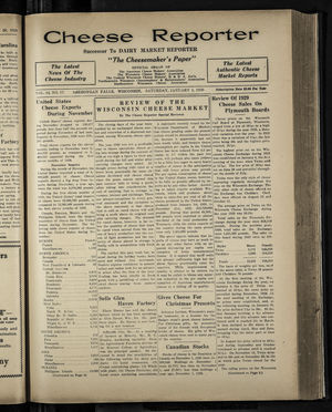 Cheese Reporter, Vol. 54, no. 17, Saturday, January 4, 1930 Cheese Reporter, Vol. 54, no. 17, Saturday, January 4, 1930