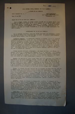 Carta Circular No. 4, Heloise Brainerd to Comisión Interamericana de la Liga Internacional Feminina por Paz y Libertad , 14 Mayo 1938 Carta Circular No. 4, Heloise Brainerd to Comisión Interamericana de la Liga Internacional Feminina por Paz y Libertad , 14 Mayo 1938