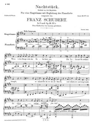 Nachtstück. Gedicht von Joh. Mayrhofer. Nachtstück. Gedicht von Joh. Mayrhofer.