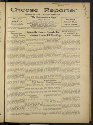 Cheese Reporter, Vol. 57, no. 3, September 26, 1932 Cheese Reporter, Vol. 57, no. 3, September 26, 1932