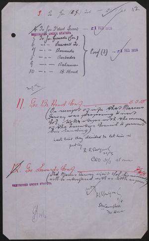 Colonial Office Minutes re: Marcus Garvey Whereabouts and Policy on Admitting Him to West Indian Colonies, 1928 Colonial Office Minutes re: Marcus Garvey Whereabouts and Policy on Admitting Him to West Indian Colonies, 1928