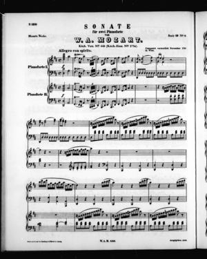 Sonate für zwei pianoforte, K. 448, D Major Sonate für zwei pianoforte, K. 448, D Major