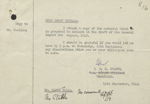 Memo, Report, and Form from L.G.K. Starke to Mr. Wooland re: Home Grown Cereals, September 15, 1942 Memo, Report, and Form from L.G.K. Starke to Mr. Wooland re: Home Grown Cereals, September 15, 1942