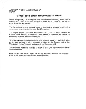 Conoco Could Benefit From Proposed Tax Breaks Conoco Could Benefit From Proposed Tax Breaks