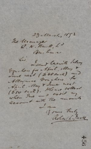 Letter from Robert Logan Jack to Queensland National Bank Manager, March 23, 1893 Letter from Robert Logan Jack to Queensland National Bank Manager, March 23, 1893