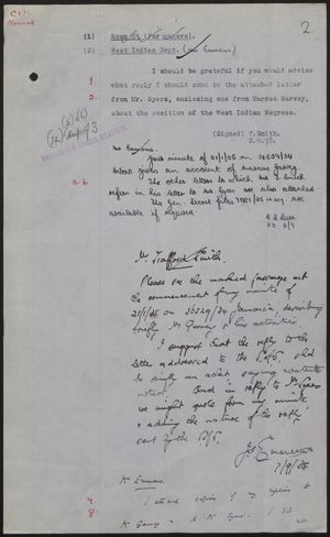 Colonial Office Minutes re: Marcus Garvey, September 1938 Colonial Office Minutes re: Marcus Garvey, September 1938