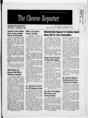 Cheese Reporter, Vol. 91, No. 10, Friday, October 27, 1967 Cheese Reporter, Vol. 91, No. 10, Friday, October 27, 1967