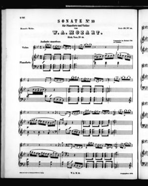 Sonate No. 10 für Pianoforte und Violine, K. 15, B Flat Major Sonate No. 10 für Pianoforte und Violine, K. 15, B Flat Major