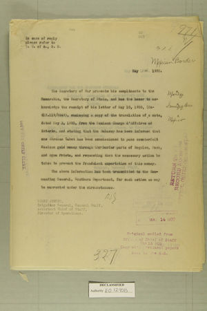 Smuggling of Counterfeit Gold Money from the United States into Mexico, May 14, 1920 Smuggling of Counterfeit Gold Money from the United States into Mexico, May 14, 1920