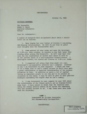 Letter from Theodor L. Eliot, Jr. to Armin H. Meyer, October 13, 1966 Letter from Theodor L. Eliot, Jr. to Armin H. Meyer, October 13, 1966