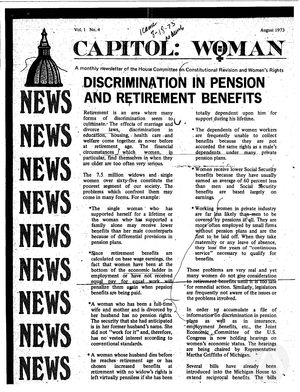Capitol: Woman, vol. 1 no. 4, August 1973 Capitol: Woman, vol. 1 no. 4, August 1973